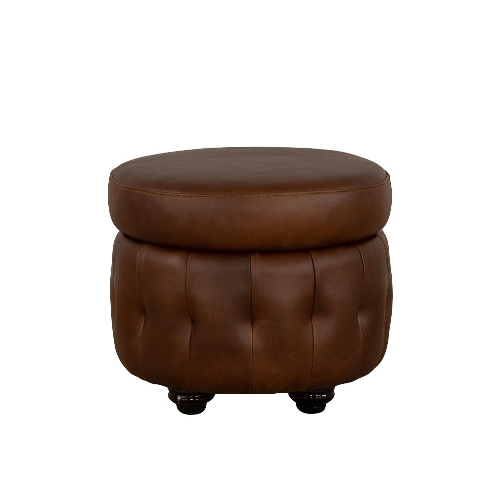 Sullivan Regal Treacle Round Ottoman Ottoman Leather Gallery Regal Treacle Length 50 x Depth 50 x Height 50 