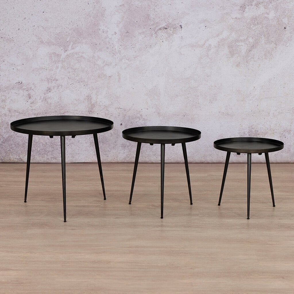 Tamara Side Tables - Set Of 3 Side Table Leather Gallery Steel 