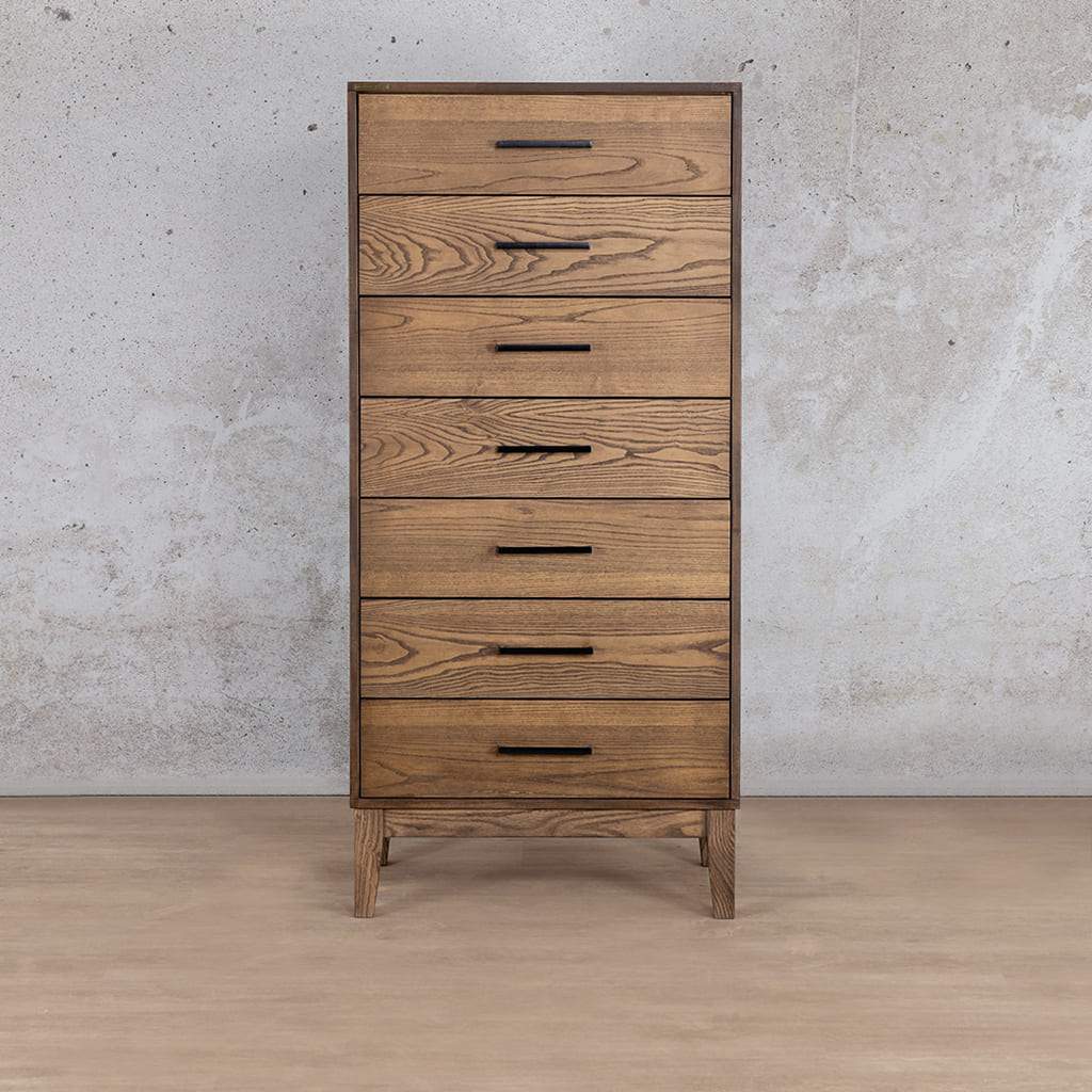 Willow Tall Boy Chest Of Drawer Leather Gallery Antique Dark Oak Length 1300 x Depth 500 x Height 800 | Chest of Drawers | Chest of Drawers For Sale