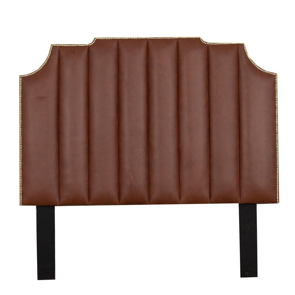 Timeless modern leather headboard in brown. Made from high quality leather. 